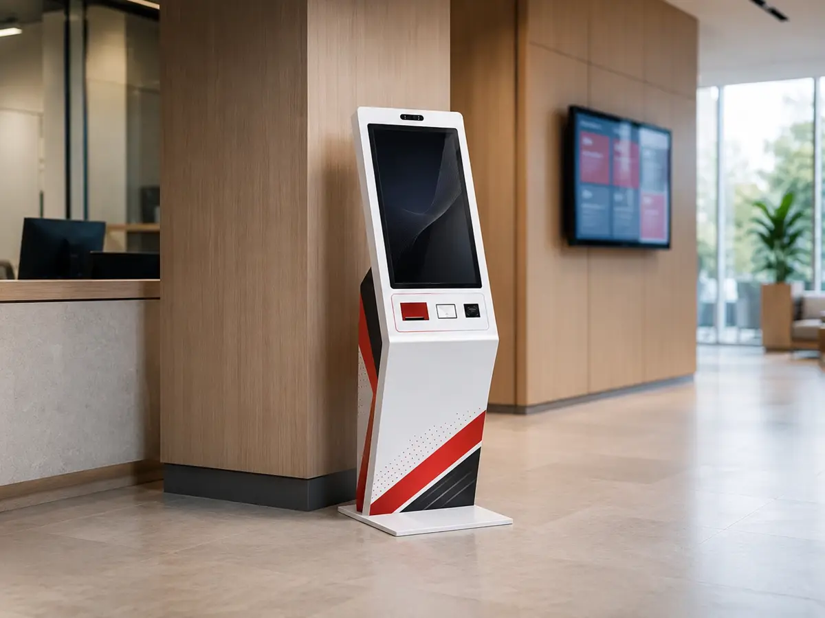 Kiosco TouchColombia diseño geométrico premium · ediciones especiales