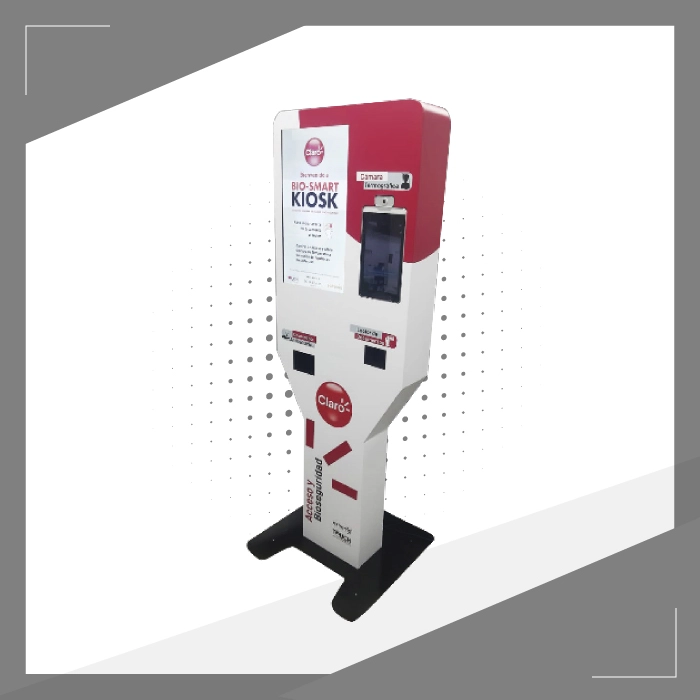 Kiosco de pagos Claro fabricado por TouchColombia para facturas y recargas
