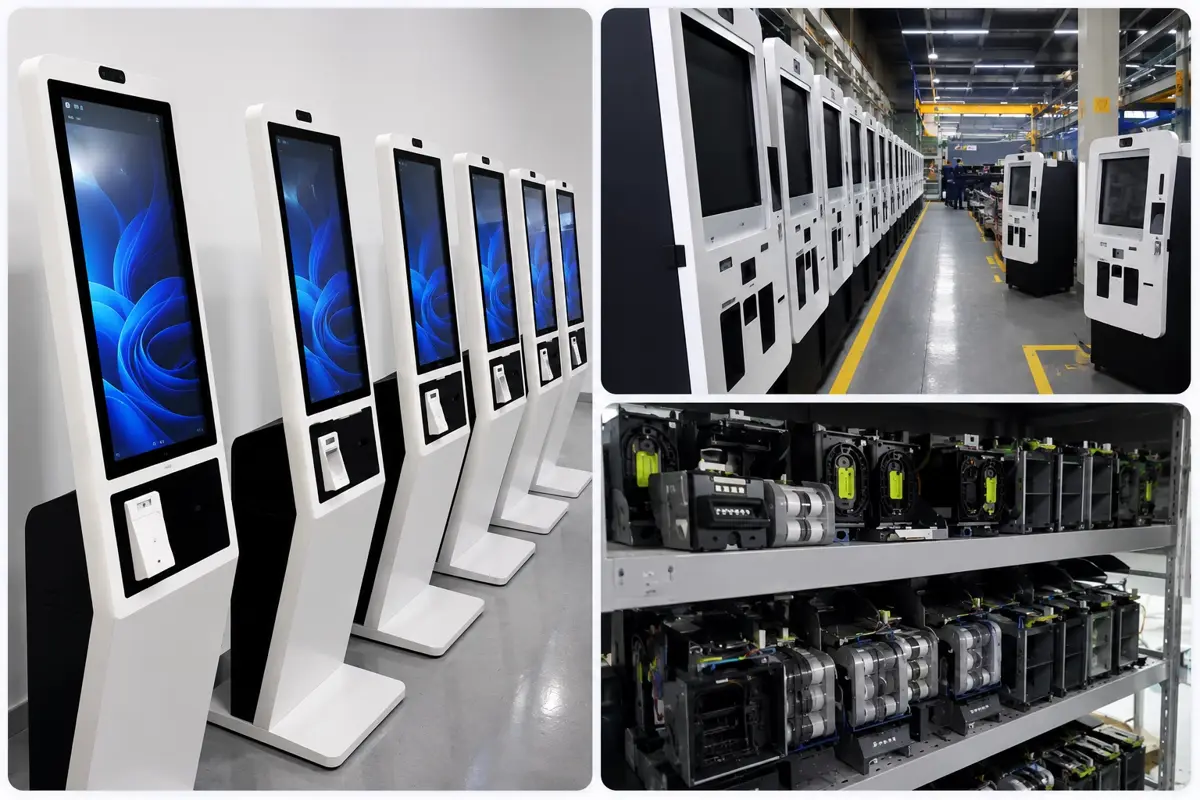 Producción de kioscos en planta Bogotá: línea de ensamble, pruebas y stock de partes