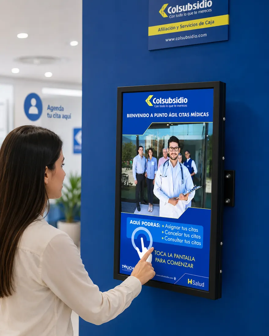 Pantalla de autogestión Punto Ágil en sede Colsubsidio