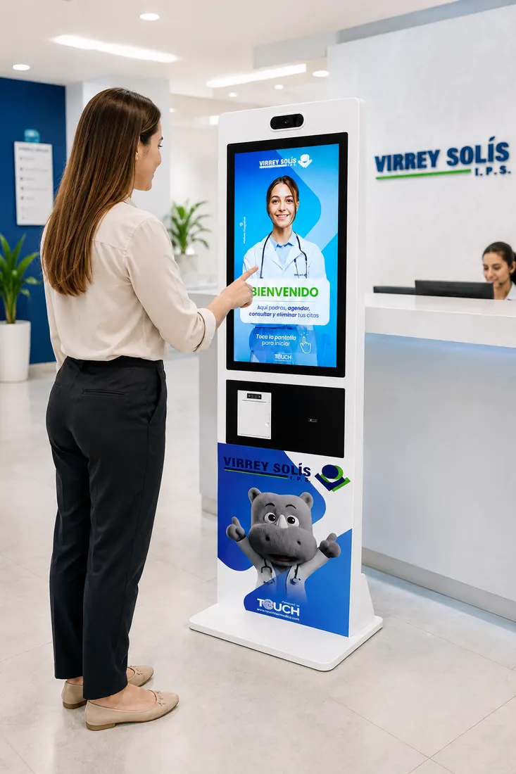 Paciente agendando su cita en kiosco Virrey Solís